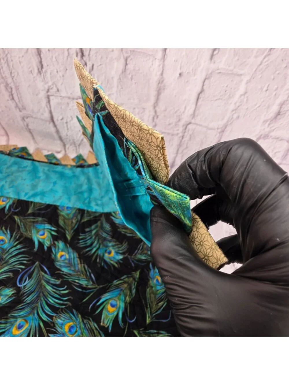 Quilted Wall Hanging Peacock Themed Rhinestone Accents 2nd Place Award Winning 2